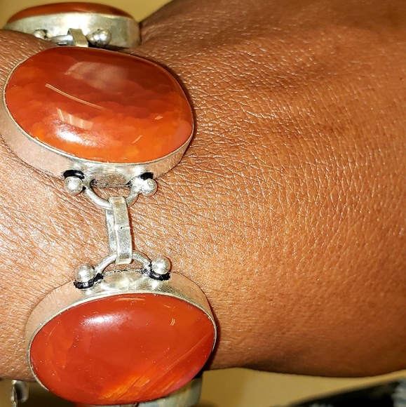 Vintage Red Link Carnelian Toggle Bracelet - Picture 6 of 7